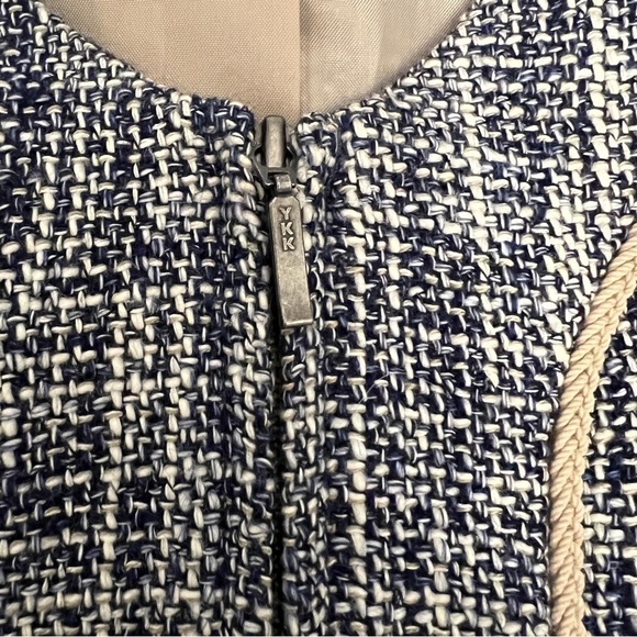 Pendleton Tweed Blazer Women's Size 10 Blue and Tan Zip Up Collarless - Picture 7 of 10